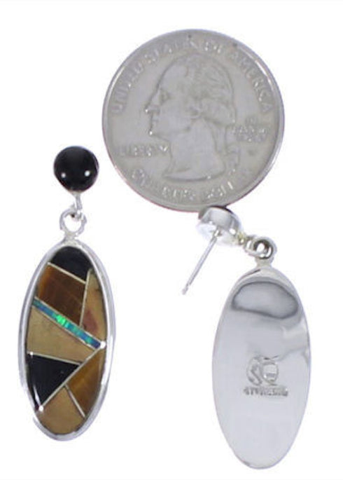Sterling Silver And Multicolor Post Dangle Earrings Jewelry PX30681